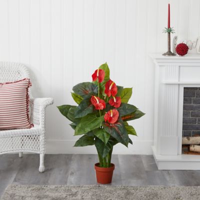 Image showing  3 ft. Artificial Anthurium Silk Plant, Real Touch