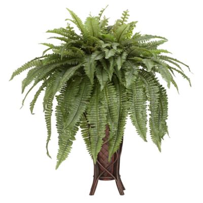 Nearly Natural 40 in. Artificial Boston Fern Silk Plant with Stand