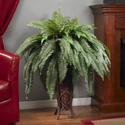 Image showing  40 in. Artificial Boston Fern Silk Plant with Stand