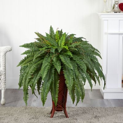 Image showing  40 in. Artificial Boston Fern Silk Plant with Stand