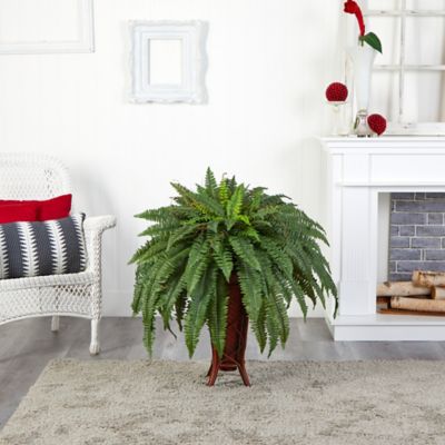 Image showing  40 in. Artificial Boston Fern Silk Plant with Stand