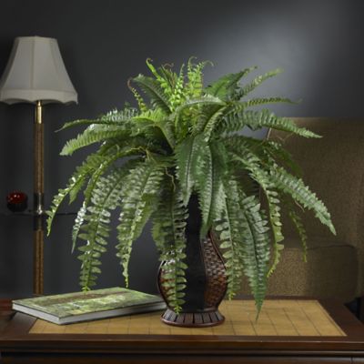 Image showing  11 in. Artificial Boston Fern Silk Plant with Urn