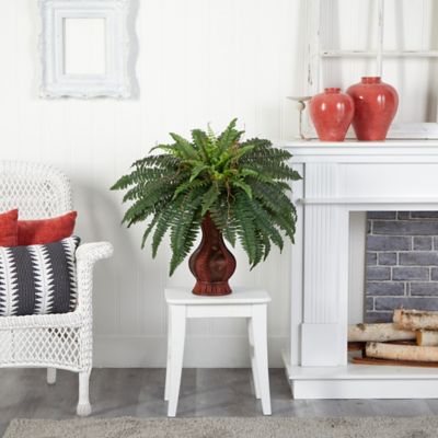 Image showing  11 in. Artificial Boston Fern Silk Plant with Urn