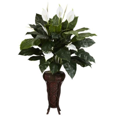 Image showing  57 in. Artificial Spathiphyllum Silk Plant with Stand