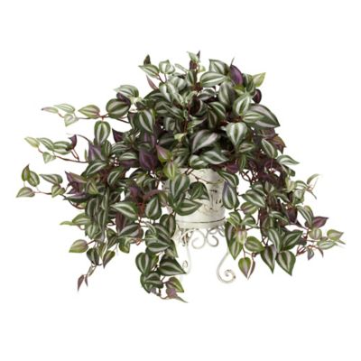 Nearly Natural 30 in. Artificial Wandering Jew Silk Plant with Metal Planter