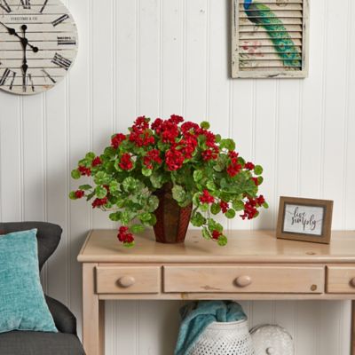 Image showing  22 in. Artificial Geranium Plant with Decorative Planter