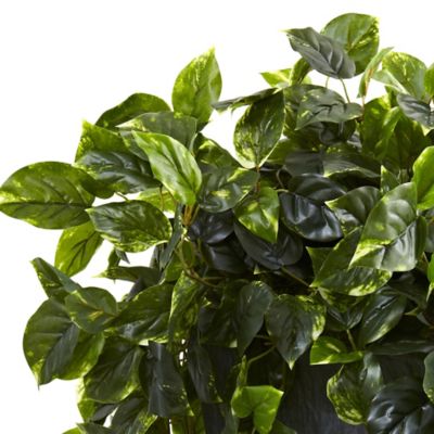 Image showing  29 in. Artificial Hanging Pothos Plant with Slate Planter, UV Resistant, Indoor/Outdoor