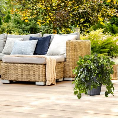 Image showing  29 in. Artificial Hanging Pothos Plant with Slate Planter, UV Resistant, Indoor/Outdoor