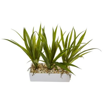 Image showing  16 in. Artificial Grass Plant in Rectangular Planter