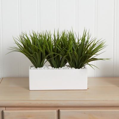 Image showing  12 in. Artificial Vanilla Grass Plant in Rectangular Planter