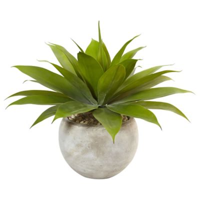 Nearly Natural 24 in. Artificial Agave Plant in Sand Colored Bowl