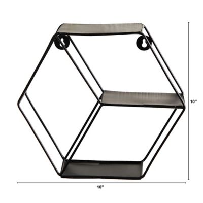 Image showing  10 in. Black Matte Hexagon Wall Shelf