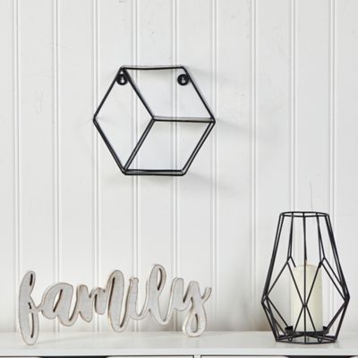 Image showing  10 in. Black Matte Hexagon Wall Shelf