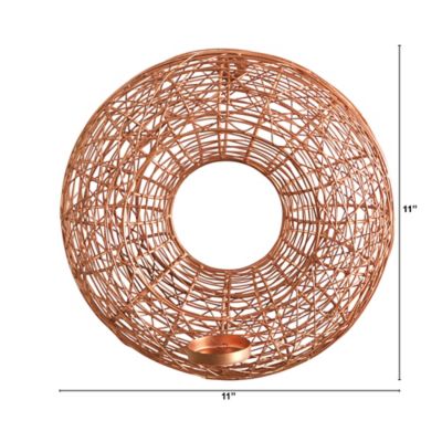 Image showing  11 in. Wired Copper Circle Wall Sconce Candle Holder