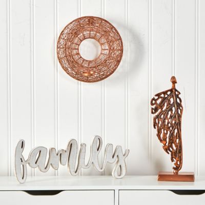 Image showing  11 in. Wired Copper Circle Wall Sconce Candle Holder