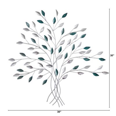 Image showing  30 in. x 30 in. Hand-Painted Metal Tree of Life Wall Art Decor