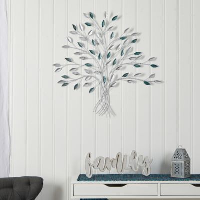 Image showing  30 in. x 30 in. Hand-Painted Metal Tree of Life Wall Art Decor