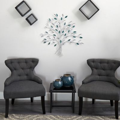 Image showing  30 in. x 30 in. Hand-Painted Metal Tree of Life Wall Art Decor