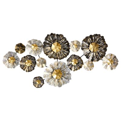 Nearly Natural 4.5 ft. x 2 ft. Layered Floral Metal Wall Art Decor