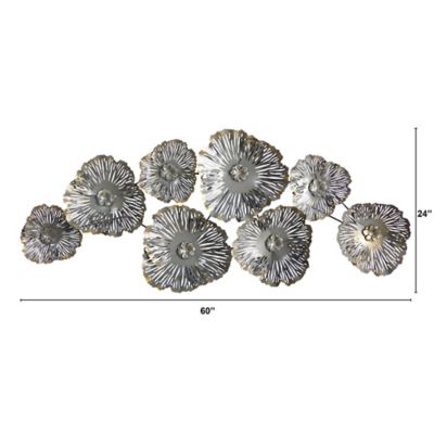 Image showing  5 ft. x 2 ft. Floating Metal Floral Wall Art Decor