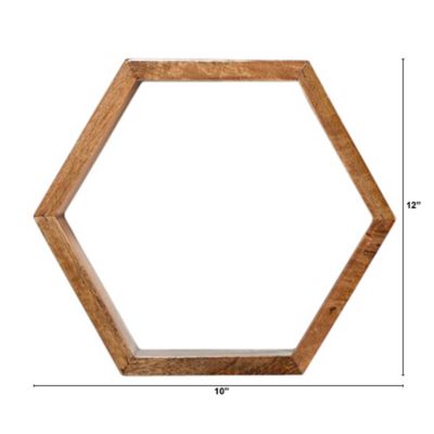 Image showing  12 in. Wooden Hexagon Floating Honeycomb Shelf (Set of 5)
