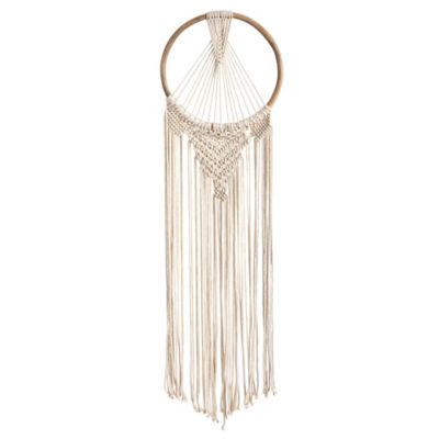 Nearly Natural 24 in. x 10 in. Handmade Bohemian Macrame Dreamcatcher Wall Hanging Decor