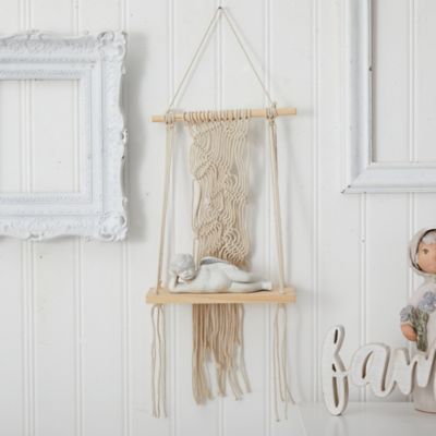 Image showing  24 in. Boho Chic Wood Macrame Shelf