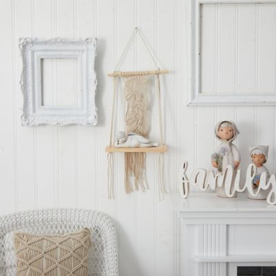 Image showing  24 in. Boho Chic Wood Macrame Shelf