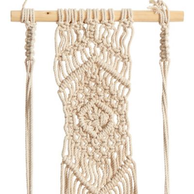 Image showing  22 in. Boho Chic Wood Macrame Shelf with Diamond Weave