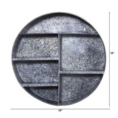Image showing  18 in. Galvanized Circular Metal Wall Mounted Shelf with Four Tier Shelves