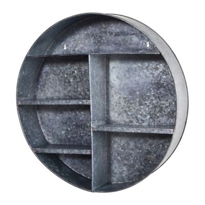 Image showing  18 in. Galvanized Circular Metal Wall Mounted Shelf with Four Tier Shelves