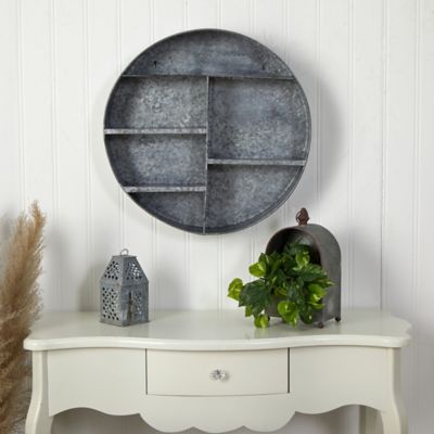 Image showing  18 in. Galvanized Circular Metal Wall Mounted Shelf with Four Tier Shelves