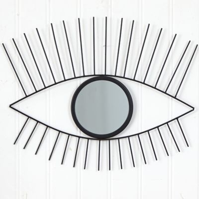 Image showing  24 in. Black Metal Eye Wall Mirror