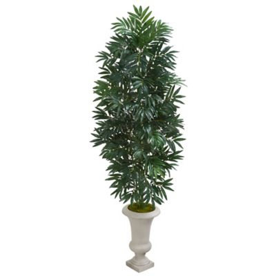 Nearly Natural 5.5 ft. Artificial Bamboo Palm Plant in Urn