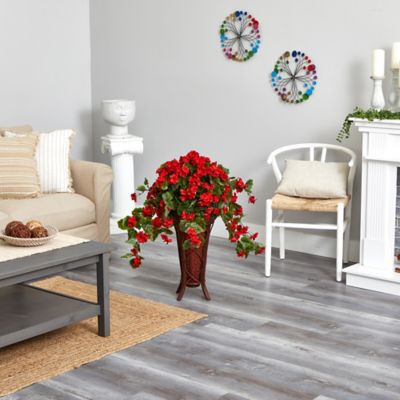 Image showing  35 in. Artificial Geranium Plant in Stand Planter