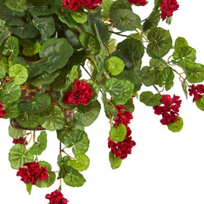 Image showing  27 in. Artificial Geranium Plant in Hanging Basket