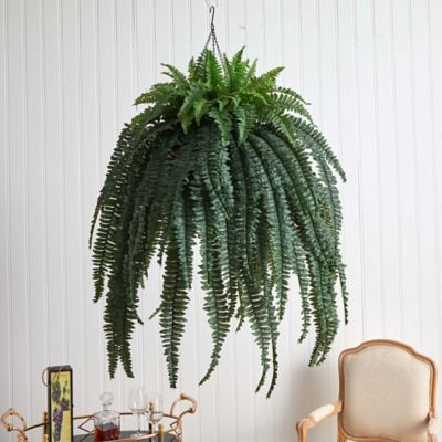 Image showing  50 in. Artificial Giant Boston Fern Plant in Hanging Cone