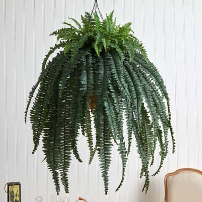 Image showing  50 in. Artificial Giant Boston Fern Plant in Hanging Cone