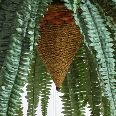 Image showing  50 in. Artificial Giant Boston Fern Plant in Hanging Cone