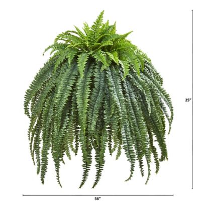 Image showing  Artificial 56 in. Giant Boston Fern Plant in Cement Bowl