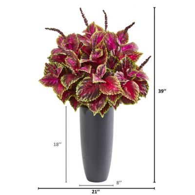 Image showing  Artificial 39 in. Coleus Plant in Gray Planter