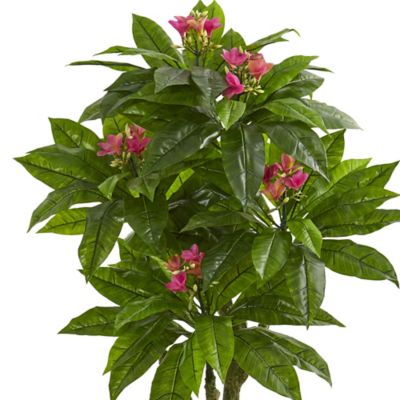 Image showing  5.5 ft. Artificial Plumeria Tree in Gray Planter, UV Resistant, Indoor/Outdoor