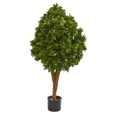 Nearly Natural Artificial 41 in. Tea Leaf Tree, UV-Resistant, Indoor/Outdoor