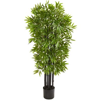 Nearly Natural 51 in. Artificial Bamboo Tree with Black Trunks, UV Resistant, Indoor/Outdoor