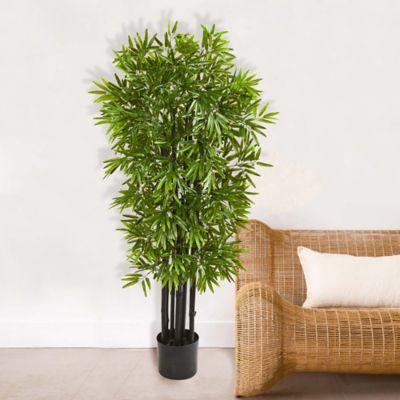 Image showing  51 in. Artificial Bamboo Tree with Black Trunks, UV Resistant, Indoor/Outdoor