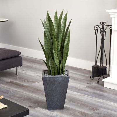 Image showing  Artificial 45 in. Sansevieria Plant in Slate Planter
