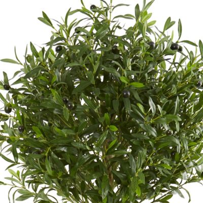 Image showing  5 ft. Artificial Olive Topiary Tree in White Planter