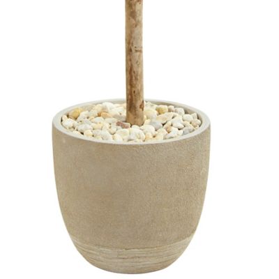 Image showing  Artificial 5 ft. Olive Topiary Tree in Sand Stone Planter