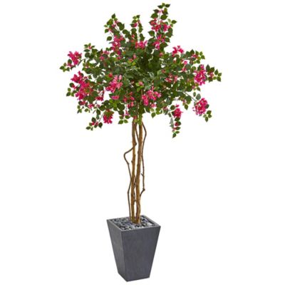 Nearly Natural 6.5 ft. Artificial Bougainvillea Tree in Decorative Planter
