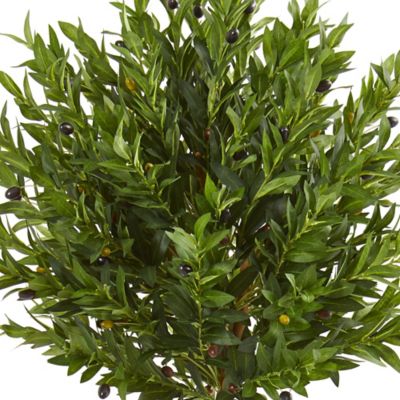 Image showing  63 in. Artificial Olive Topiary Tree in Terra Cotta Planter, UV Resistant, Indoor/Outdoor